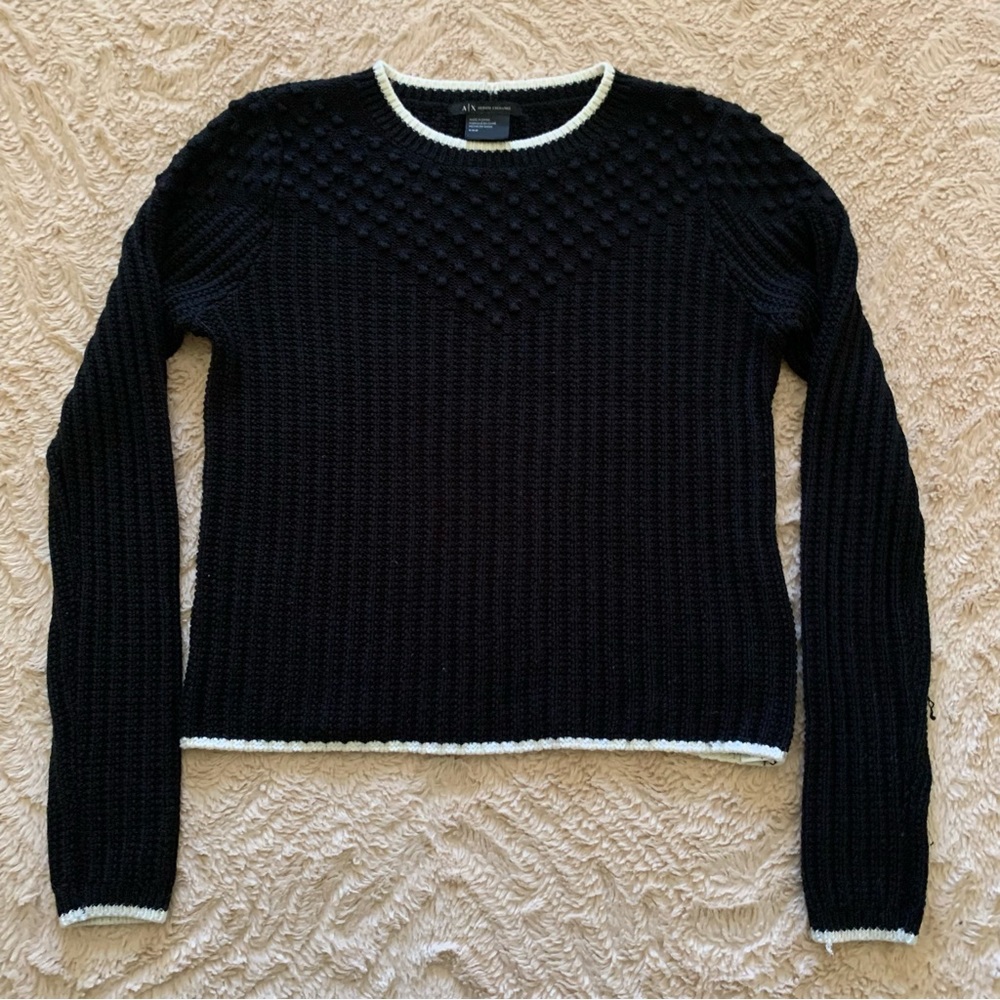 Armani Exchange Knit Pullover Crewneck Sweater Fitted Longsleeve Wool Blend S